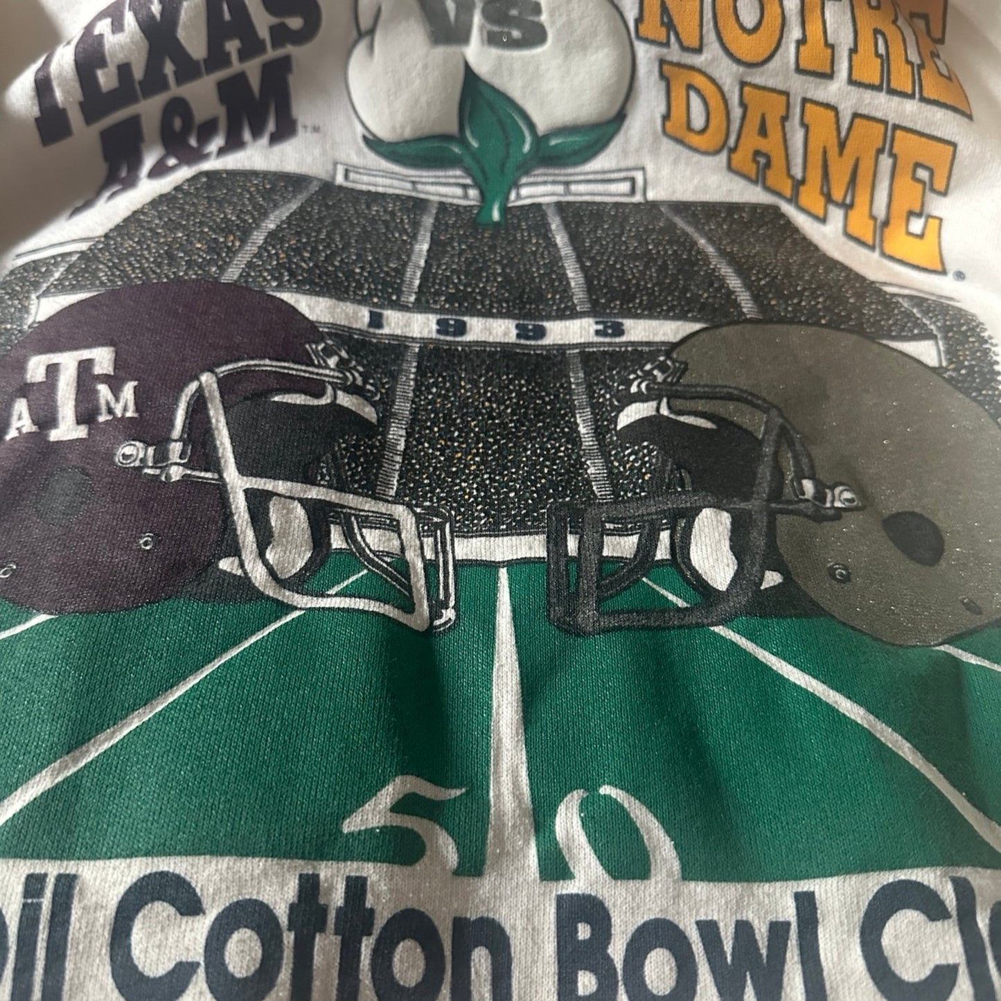 VTG 1993 Texas A&M vs Notre Dame Cotton Bowl Sweatshirt L