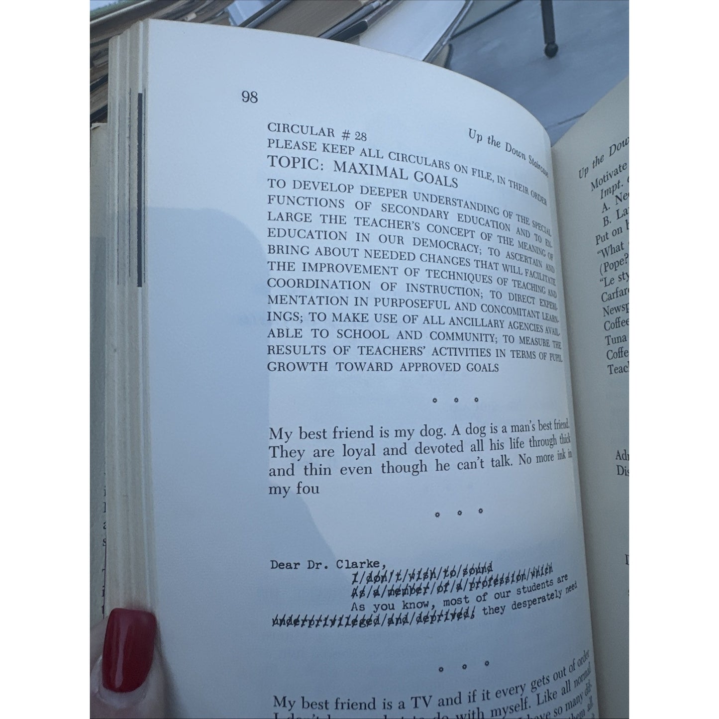 Up the down staircase book, sixth printing 1965 by Bel Kaufman