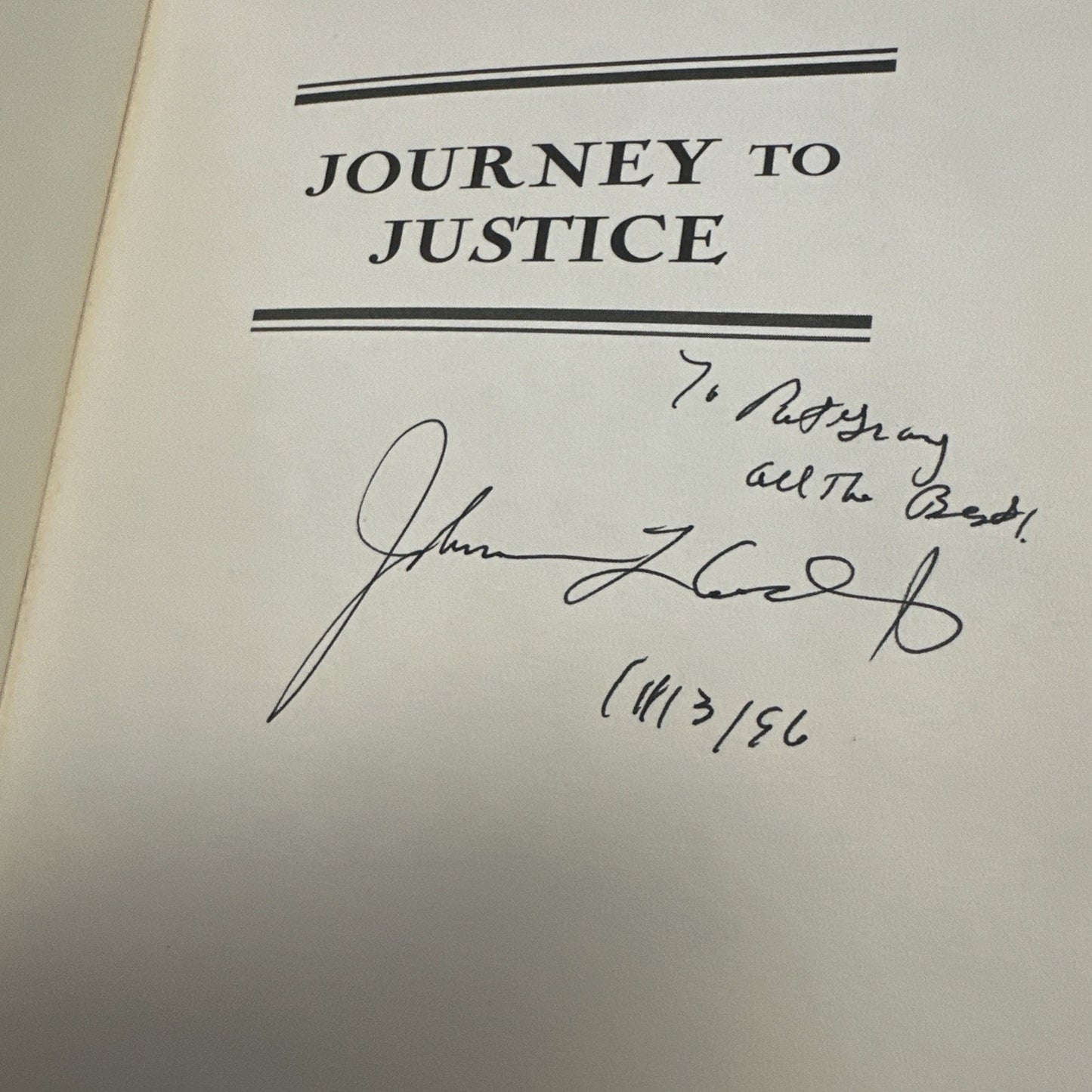 Johnnie Cochran SIGNED Book Journey to Justice Photos HC/DJ, OJ Simpson Jackson