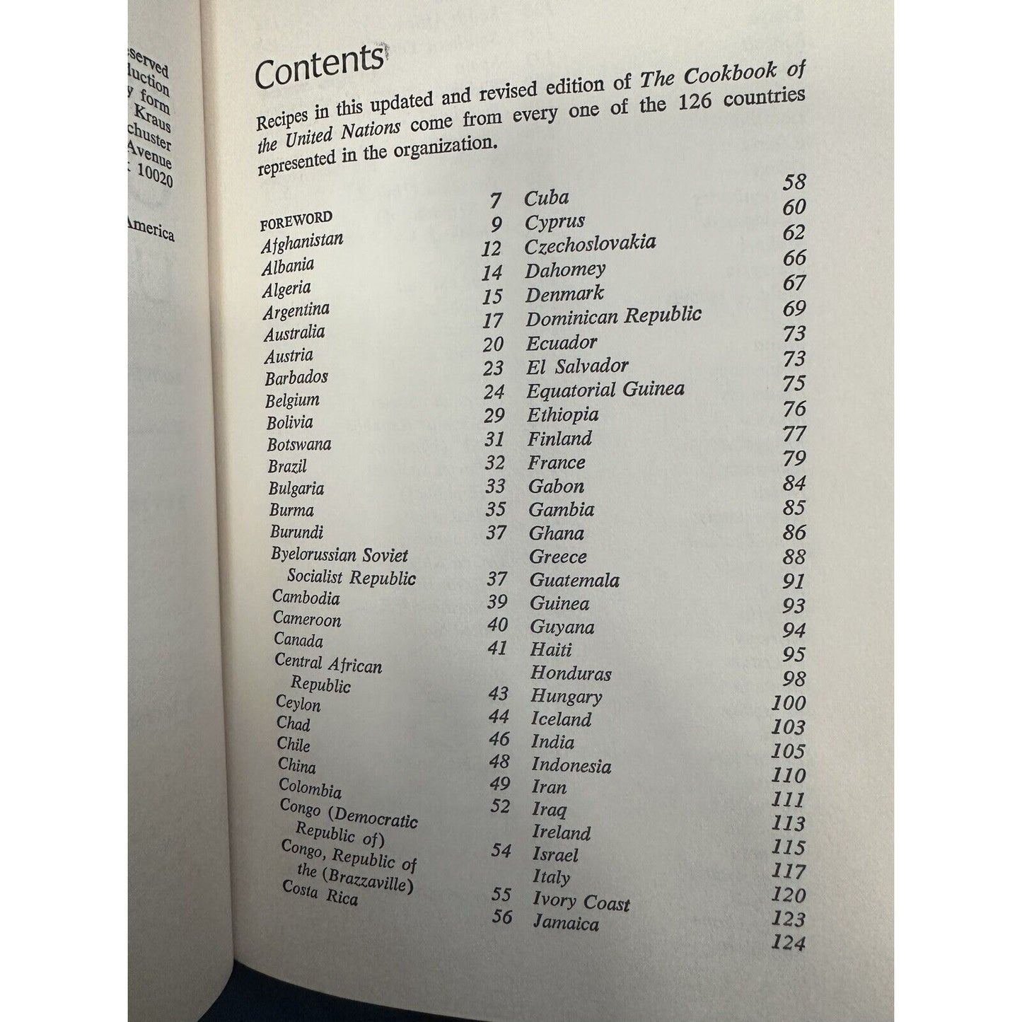 United Nations Cookbook Hardcover Barbara Kraus