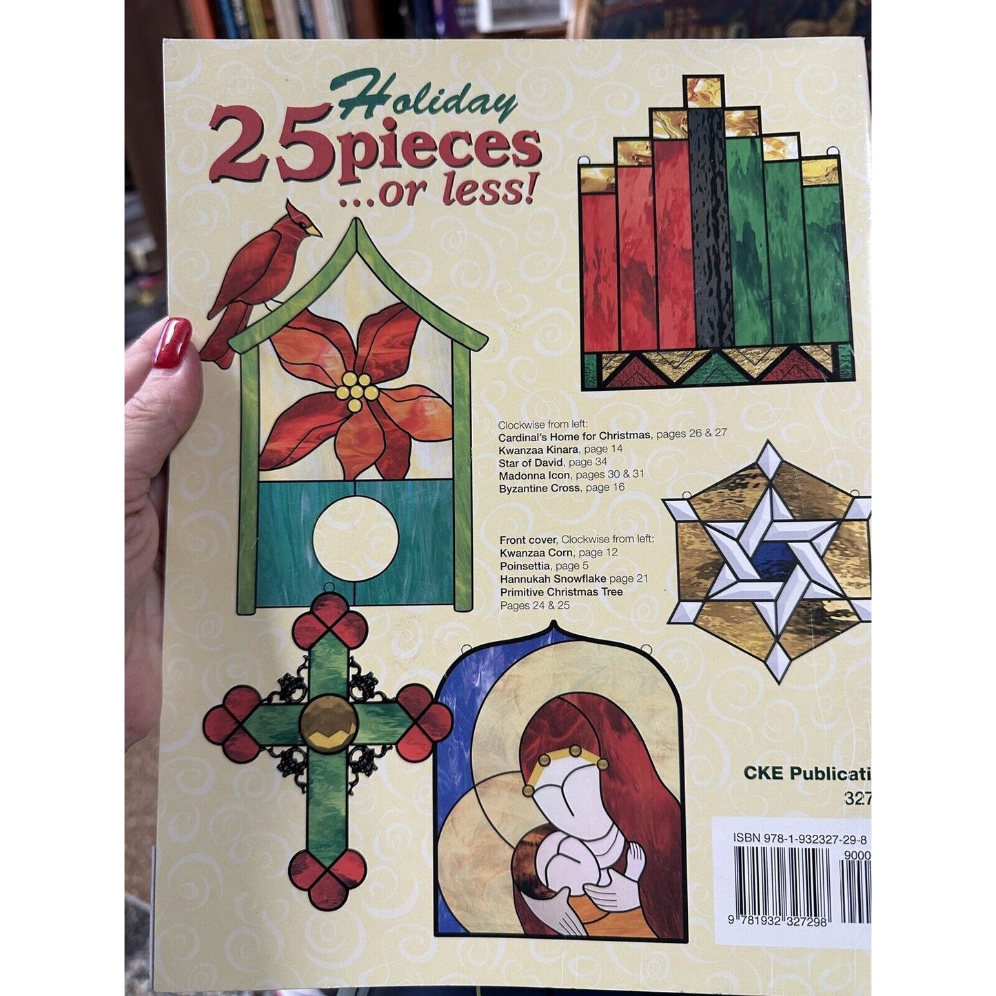 CKE Holiday 25 Pieces or Less! Tayne Stained Glass Design Pattern Book Christmas