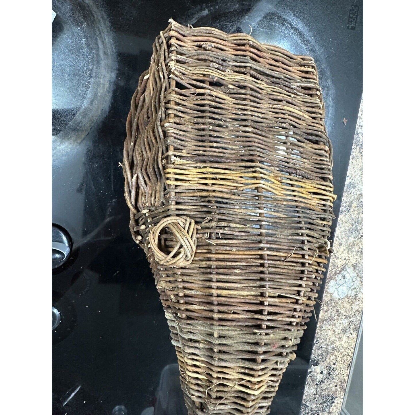 Wicker Brown Wall Hanging Cornucopia Basket Home Decor Flat Back