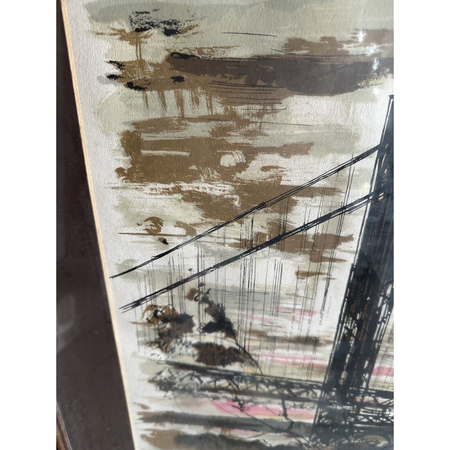 John Haymson “George Washington Bridge In The Evening” Framed, Matted Print