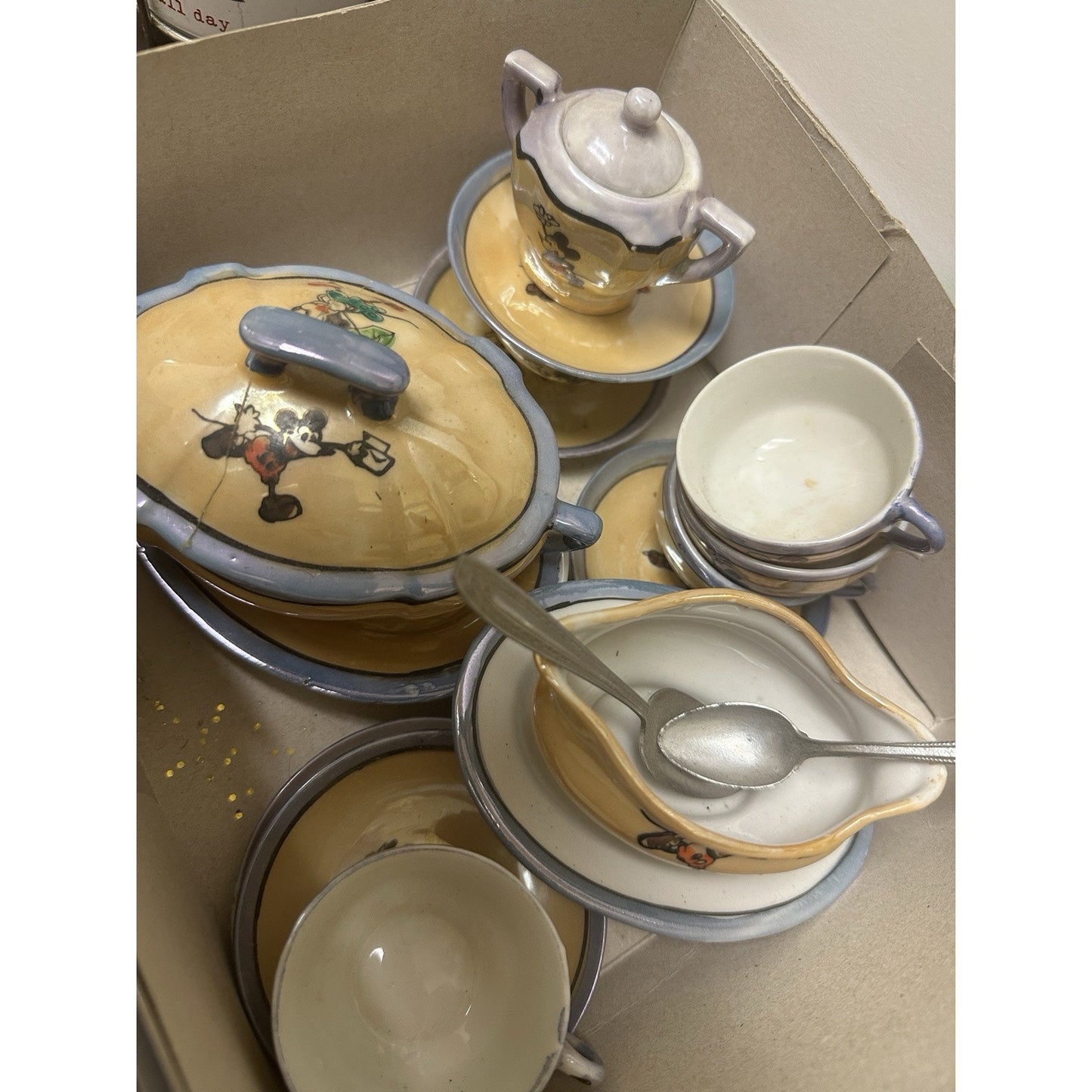 Walt Disney Rare 1930's Mickey Mouse Japan Lusterware Tea Set