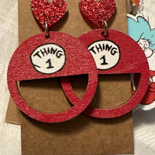 Thing 1 & Thing 2 Teacher Dangle Earrings NEW