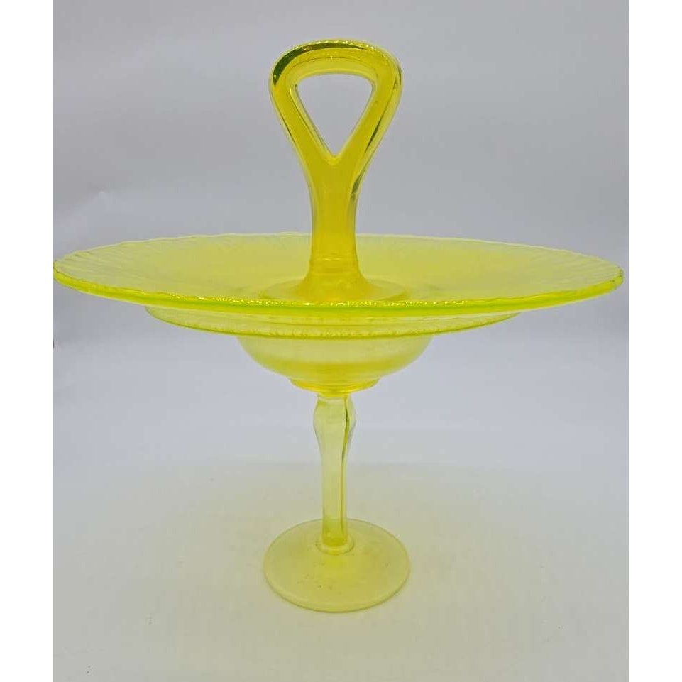 Vintage Tiffin Yellow Satin Vaseline Glass Compote
Serving tray & dish