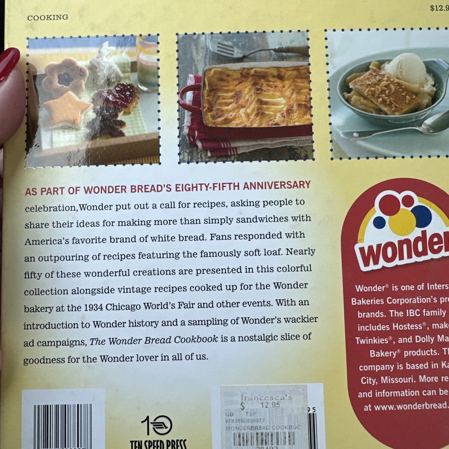 The Wonder Bread Cookbook by Wonder 2007 Hardcover Illustrated 1st Edition