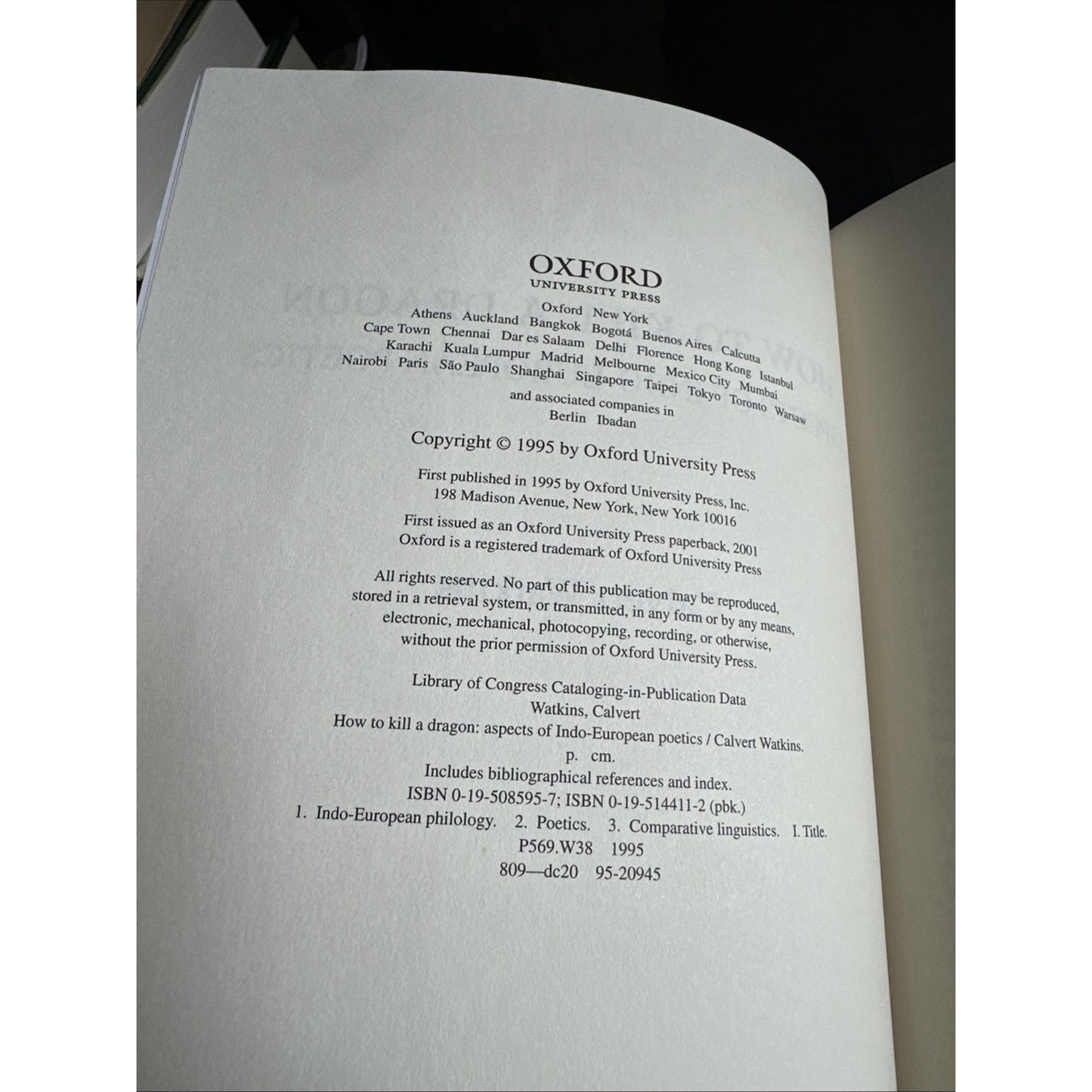 How to Kill a Dragon: Aspects of Indo-European Poetics by Watkins