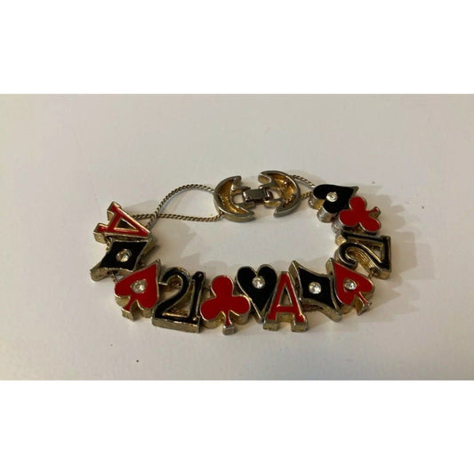 Vintage "Casino Games" Charm Bracelet, Gold Tone