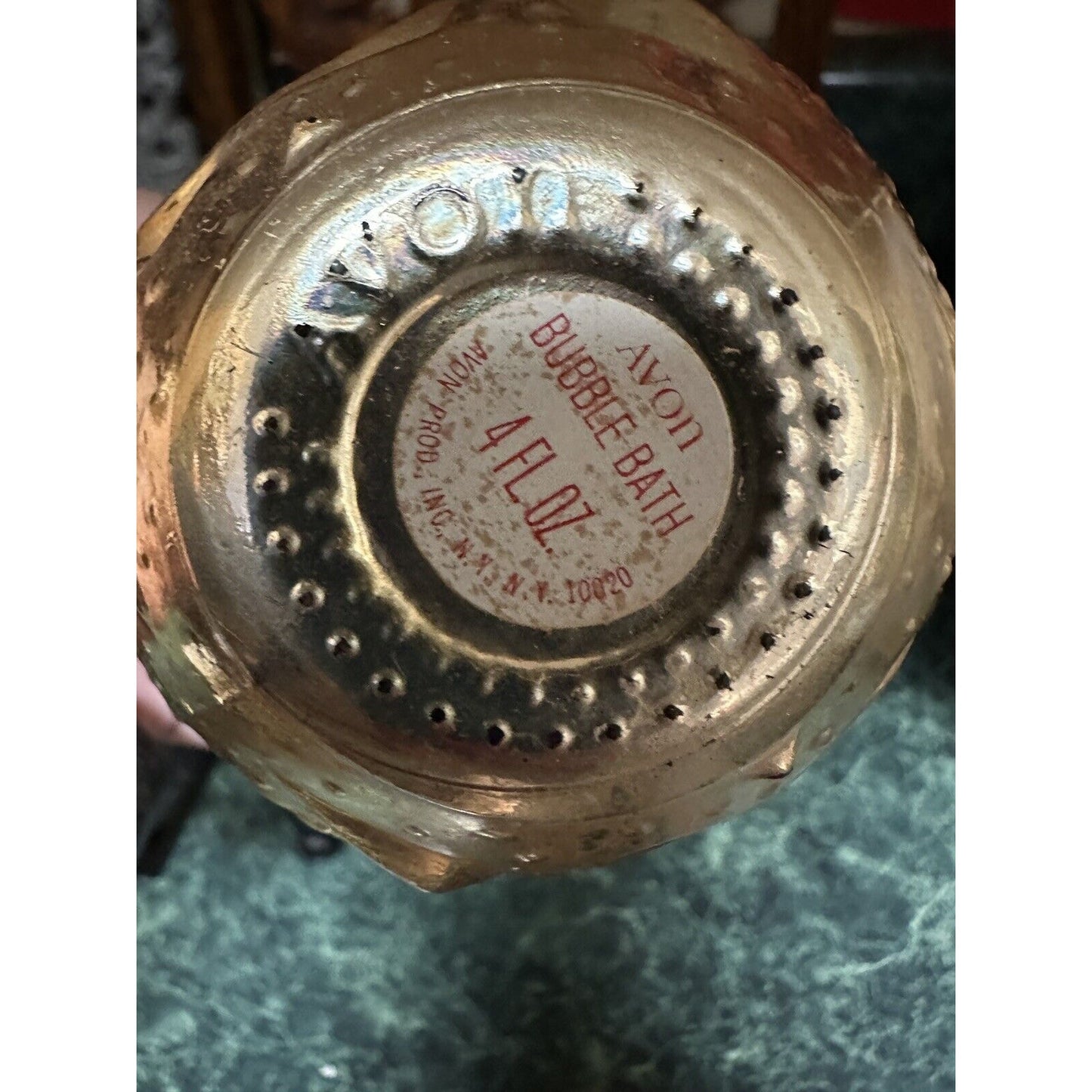 Avon Christmas Sparkler Bubble Bath Gold Glass Ornament Vtg 4 Fl Oz Empty