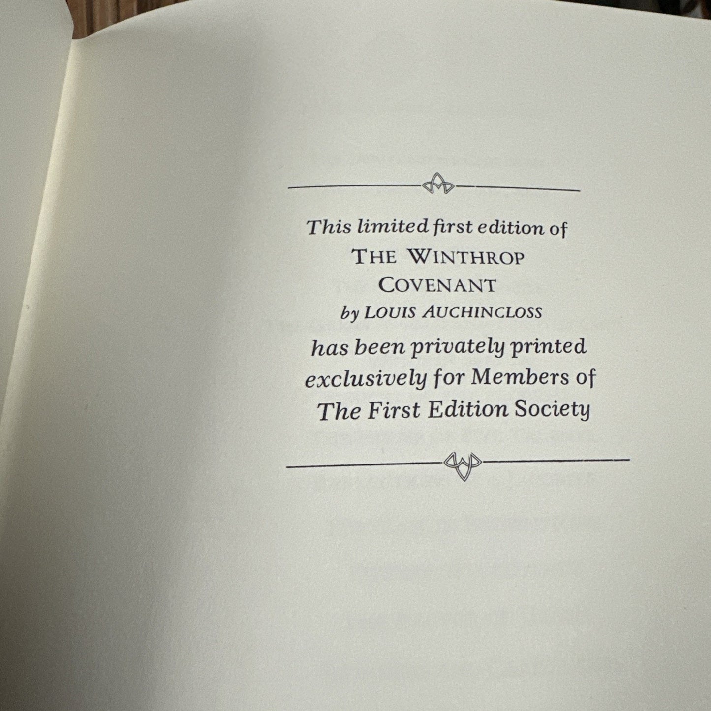 “The Winthrop Covenant” By Louis Auchincloss, The Franklin Library FIRST EDITION