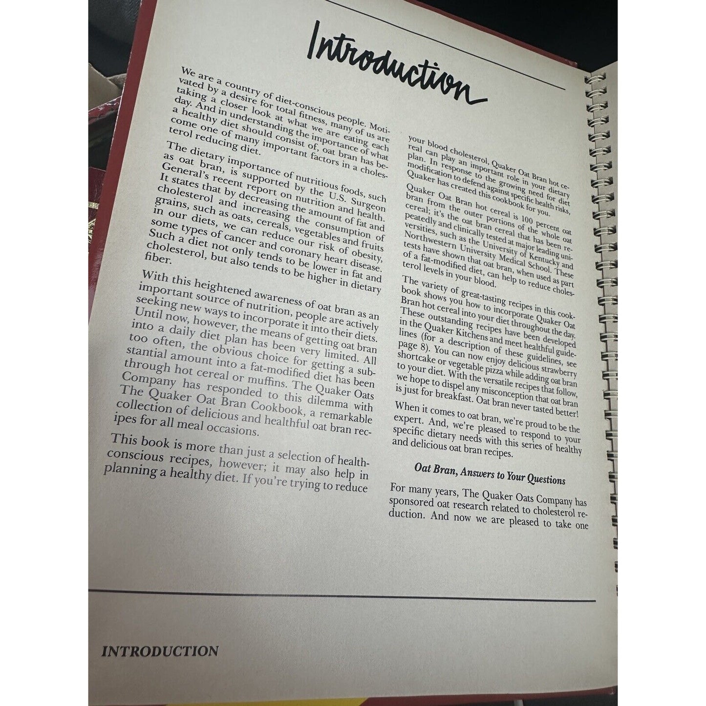 1989 Quaker Oat Bran Hot Cereal Cookbook