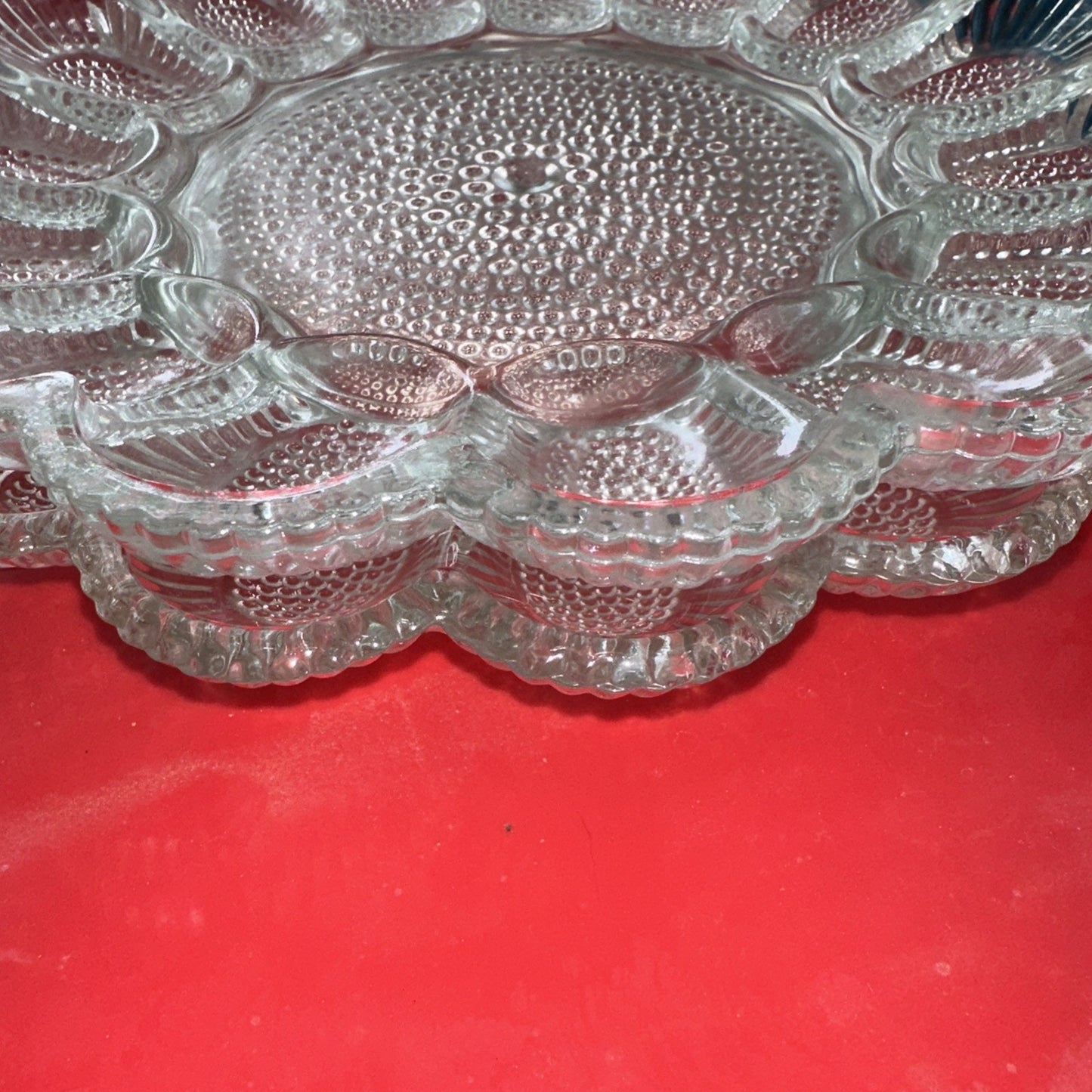 Set Of 2 MCM Vintage Indiana Glass 15 Deviled Egg Plate