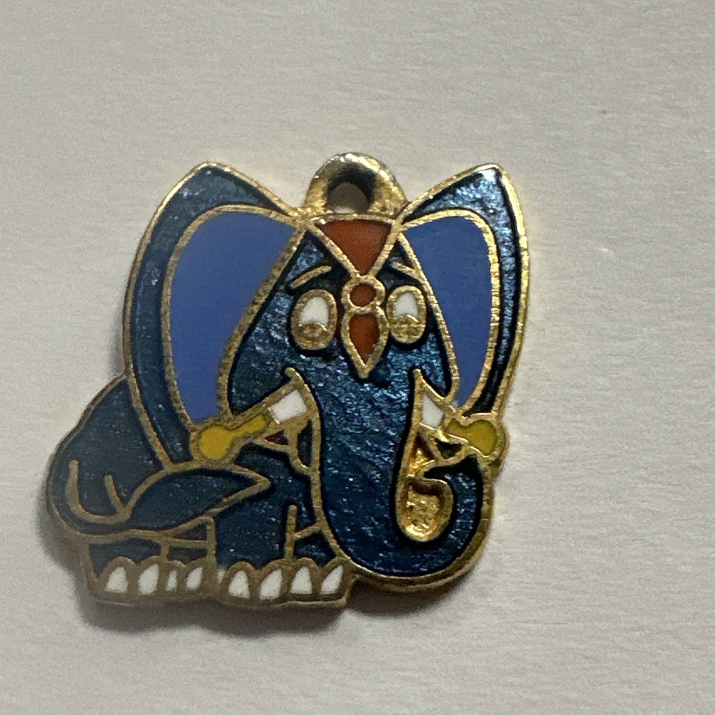 Vintage Aviva Enamel Elephant Pendant 1970s Gold Cloiso .5 inches
