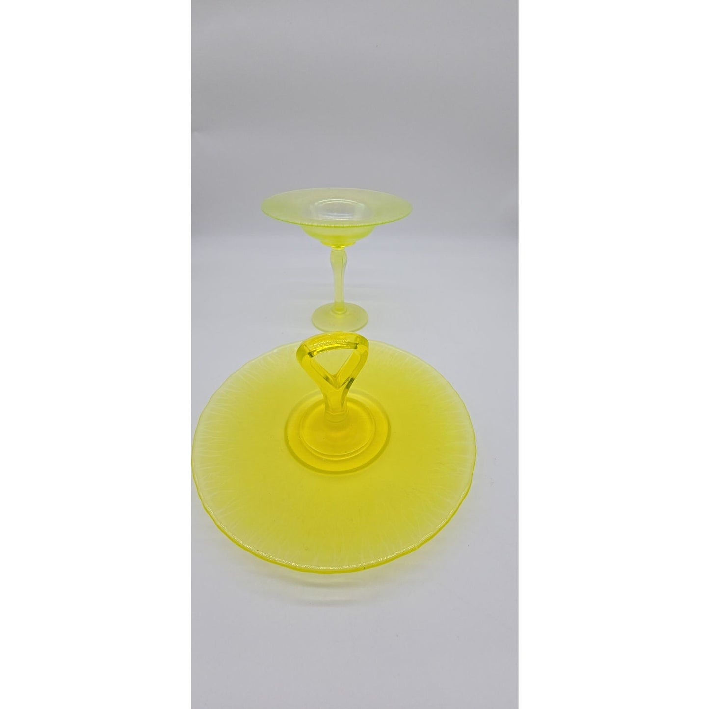 Vintage Tiffin Yellow Satin Vaseline Glass Compote
Serving tray & dish
