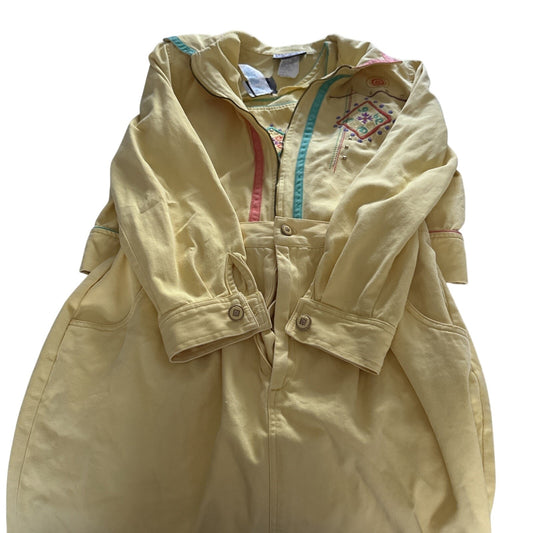 Vintage 3 Piece 80s City Girl Sport Yellow Embroidered Jacket, Skirt, Top Sz 8