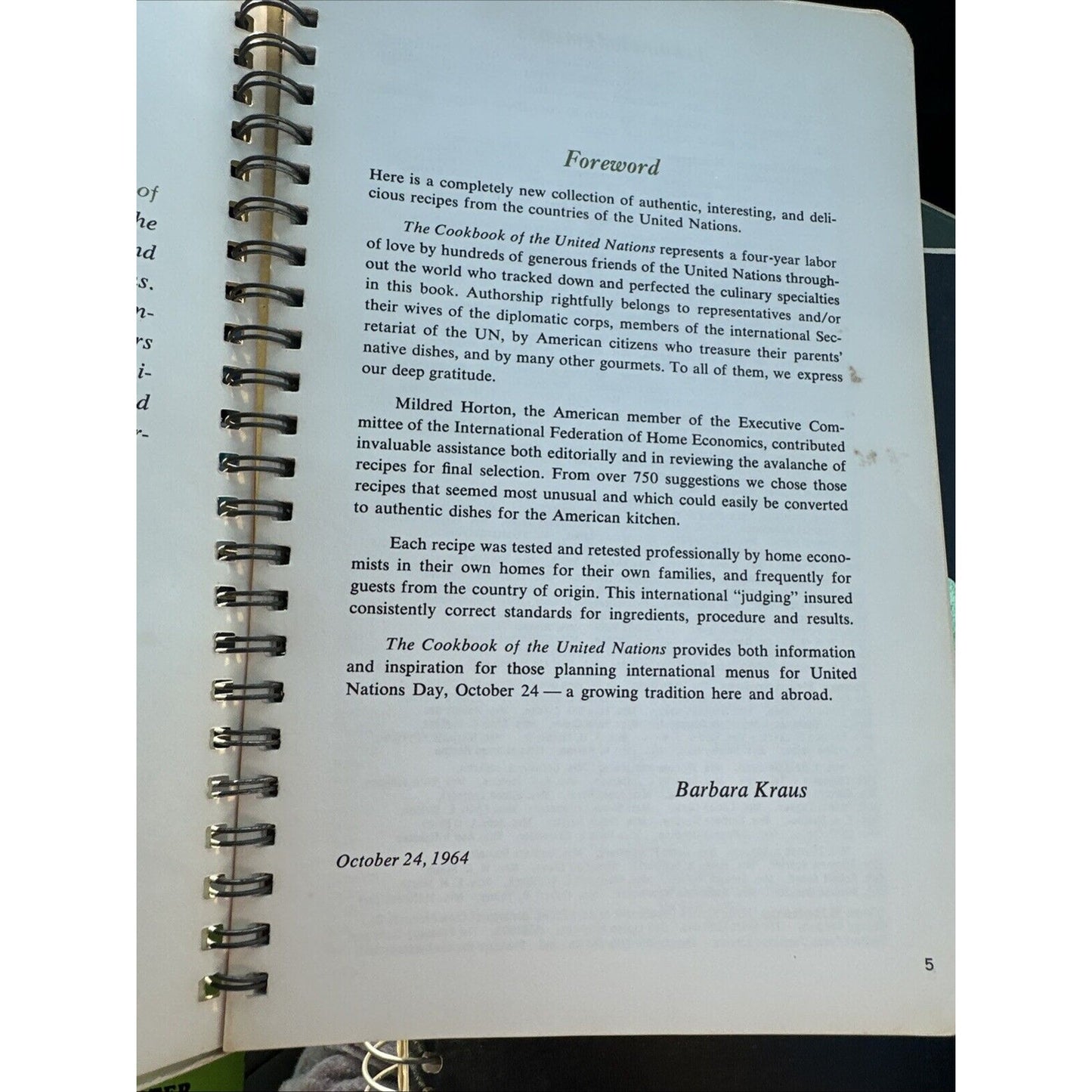 The Cookbook of the United Nations 250 Authentic Dishes Barbara Kraus 1964
