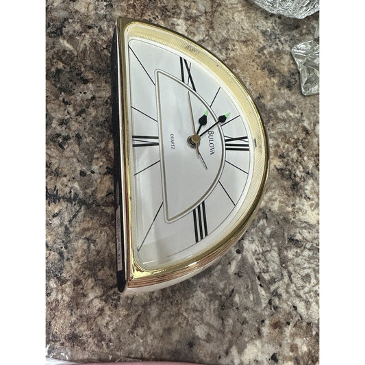 Beautiful Bulova half moon Floral shelf/mantel clock-Tested and Works
