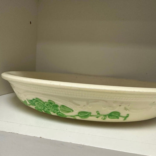 Homer Laughlin OvenServe Pie Plate 9" Daisy Chain Green Leaves Flowers