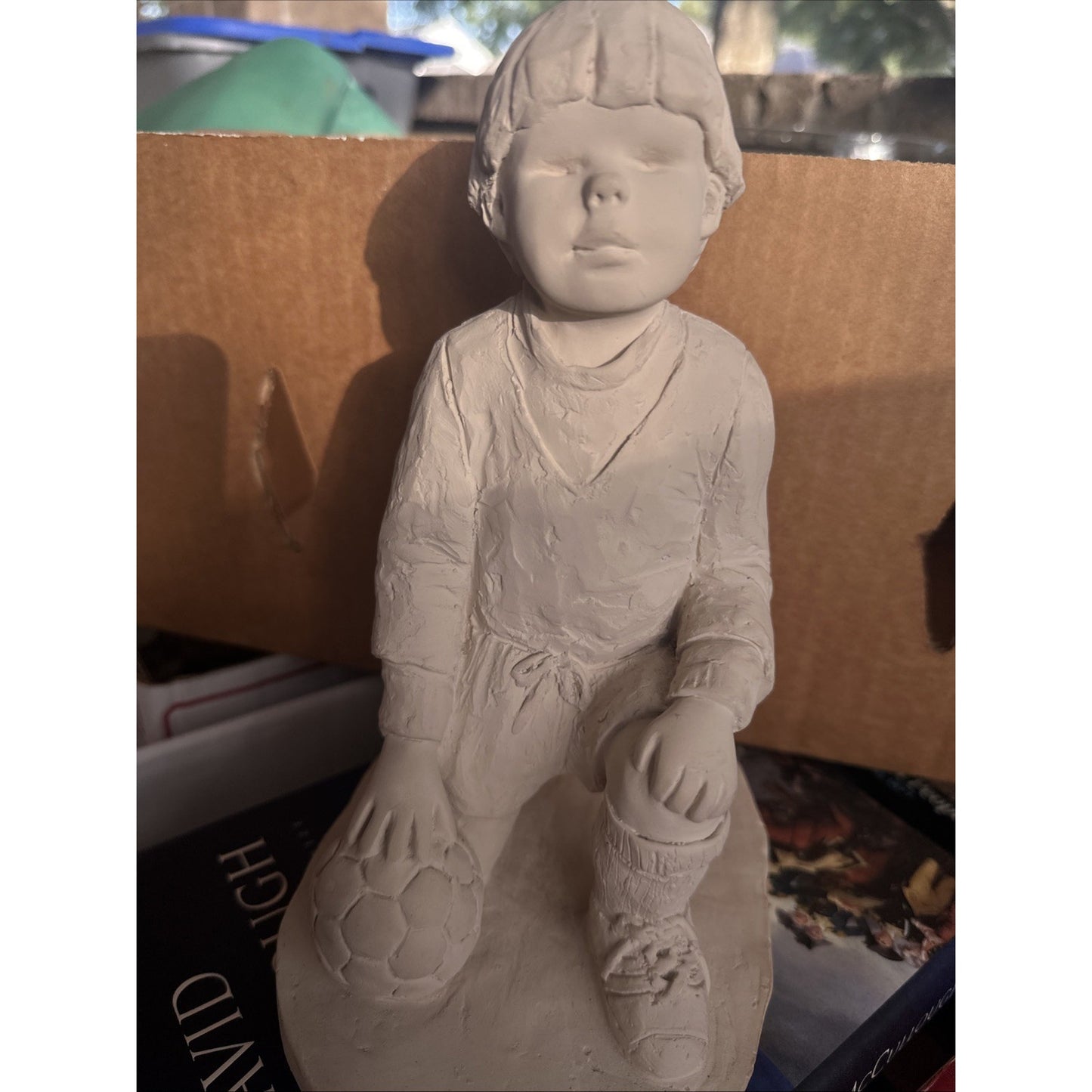 Vintage Sculpture Dee Crowley Boy With Soccer Ball. Rare
