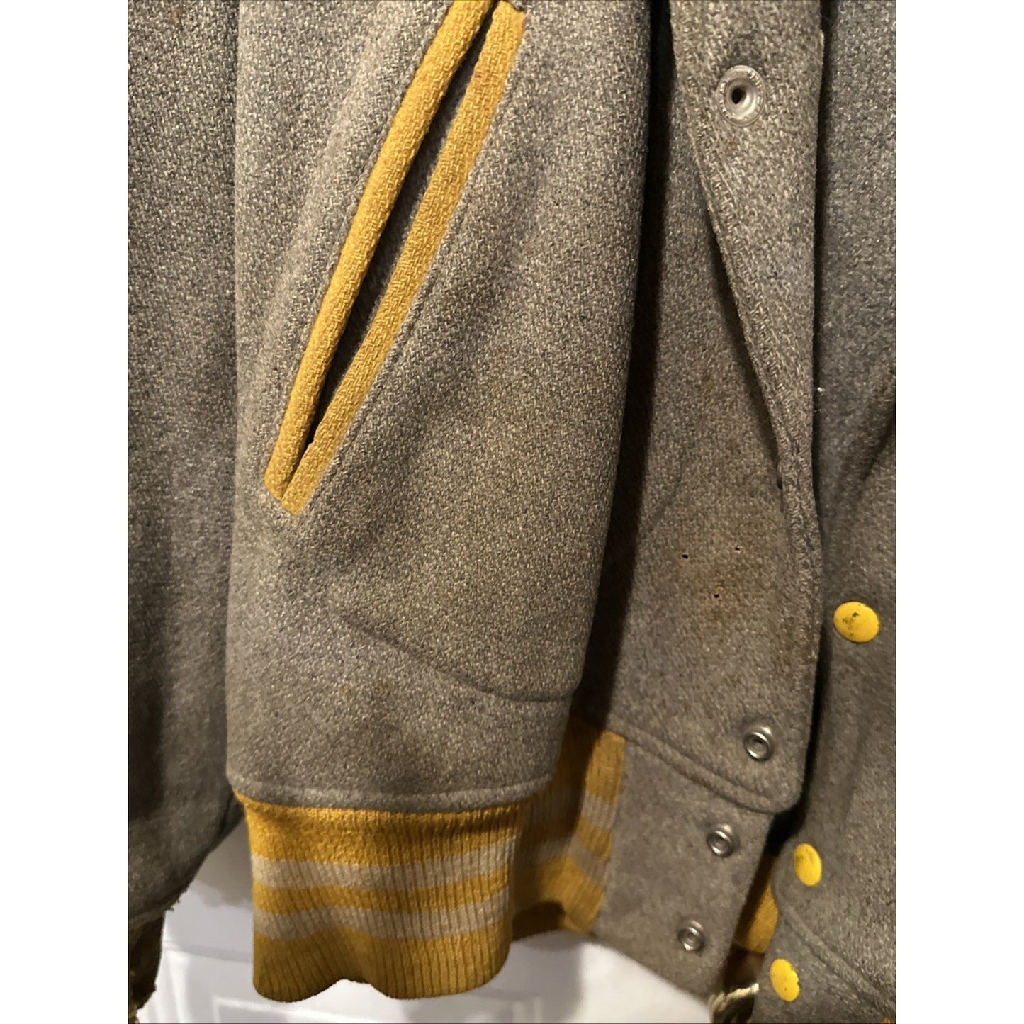 Vintage 1960'S Wool Varsity Jacket Yellow/ Gray