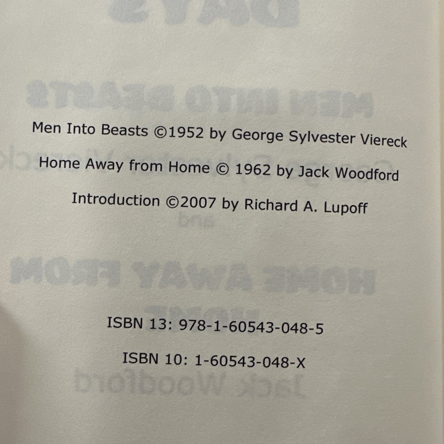 Slammer Days: Men Into Beasts / Home Away from Home George Sylvester Viereck