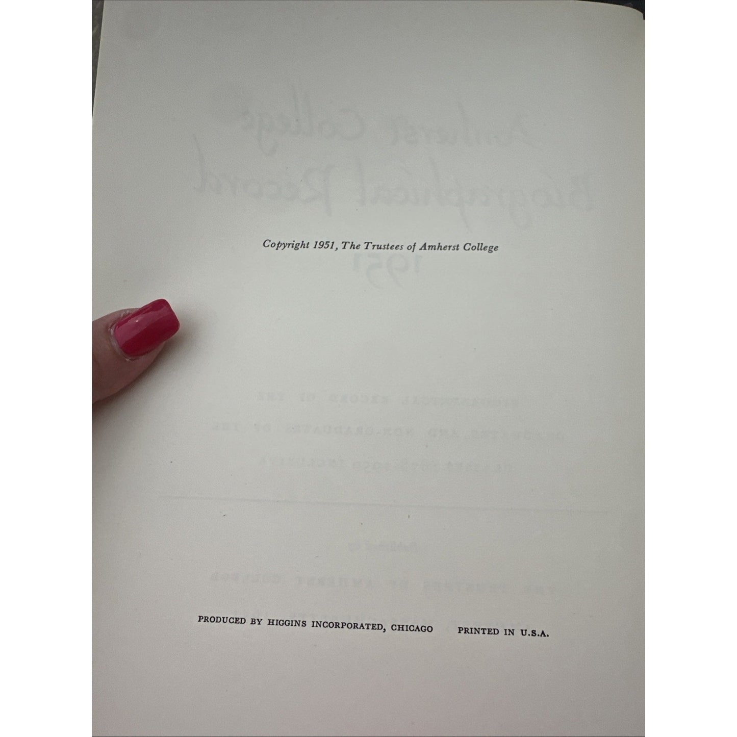 Amherst College Biographical Records 1951 Graduates & Non-Graduates 1900-1951
