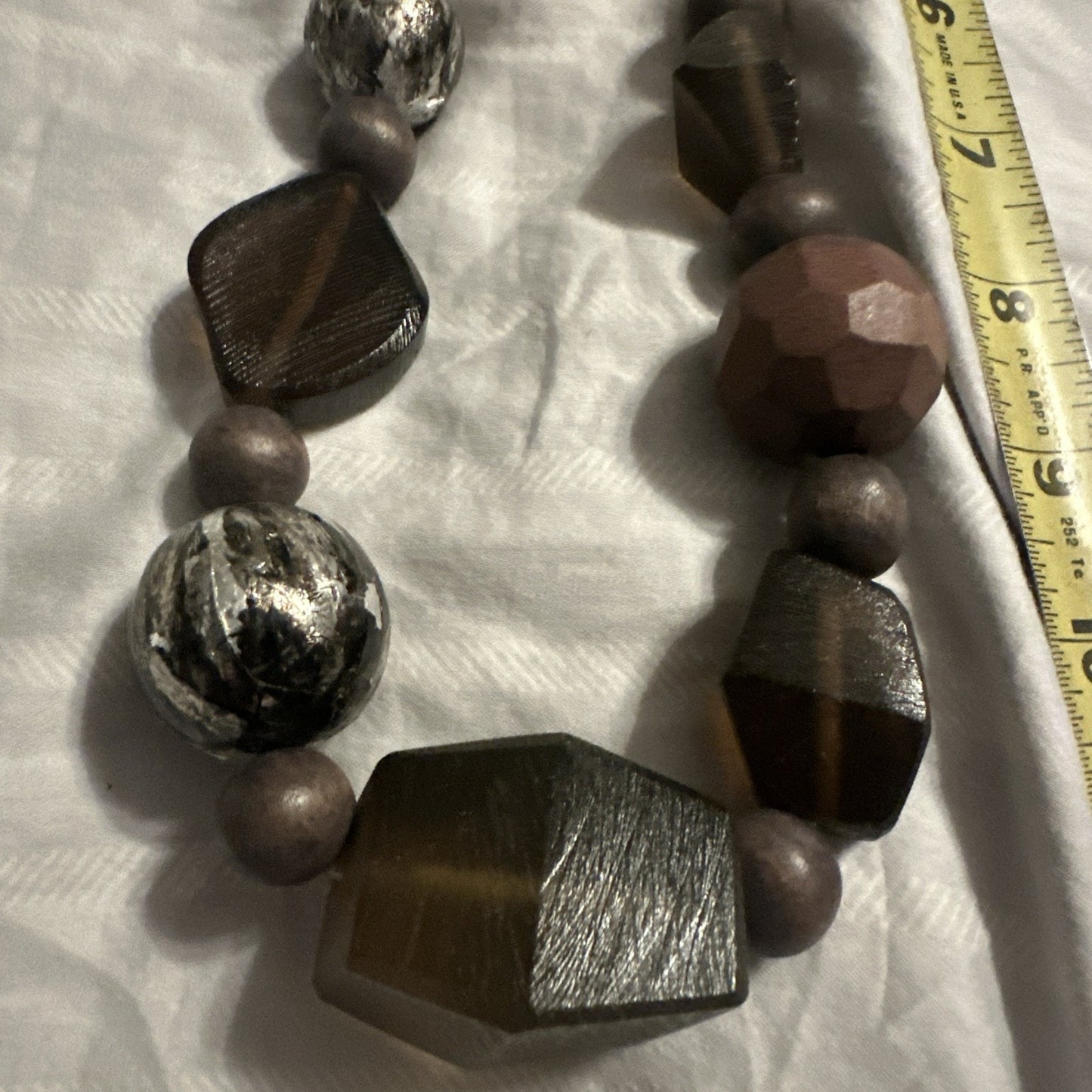 Vintage Agate Quartz Stone Polished Natural Chunky Statement Necklace
