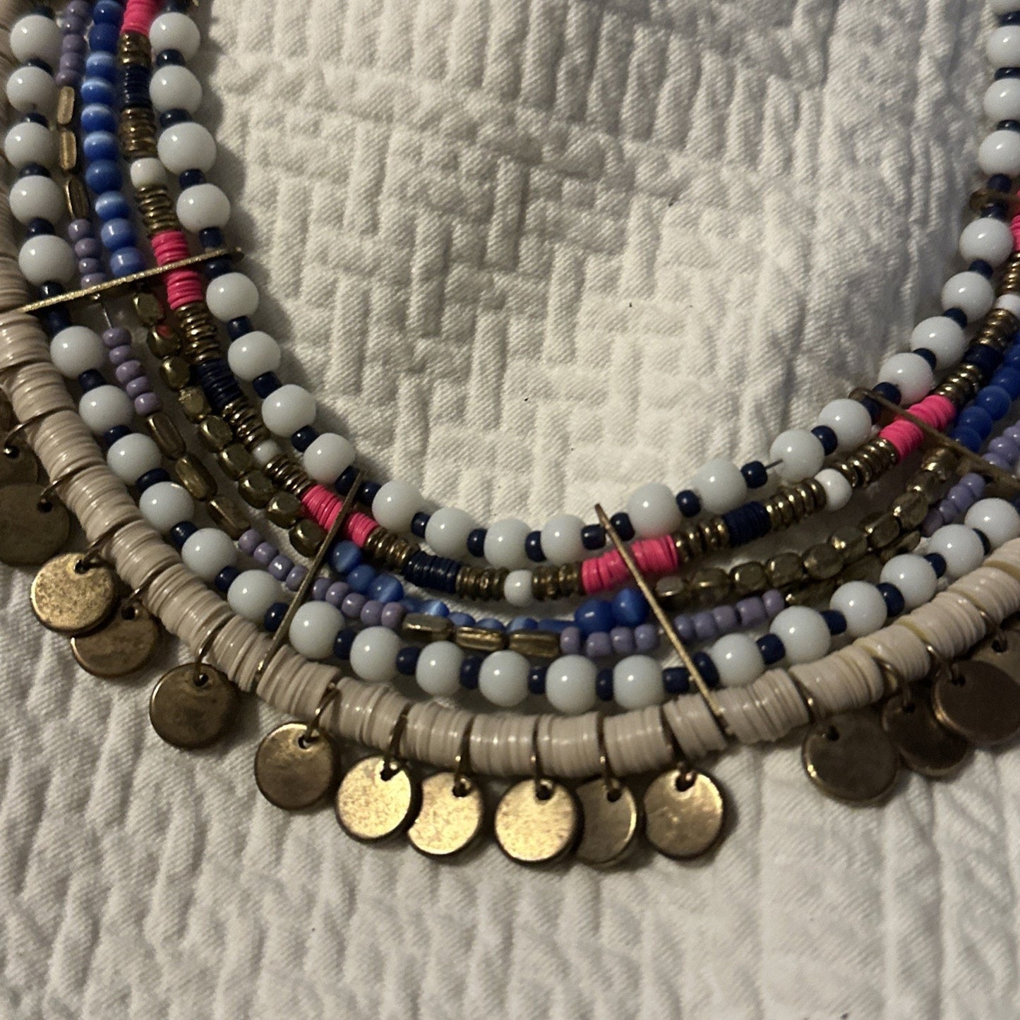 Gold bib statement necklace Chunky Costume Jewelry 10”