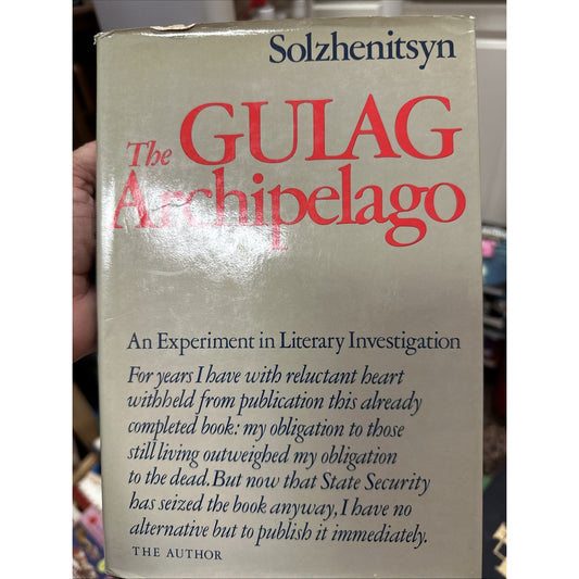 The Gulag Archipelago, Solzhenitsyn, DJ, BCE, 1st Edition, 1974