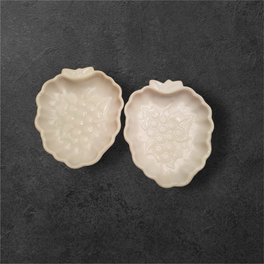 Vintage Hazel Atlas White Milk Glass Grape Pattern Candy/Snack Dish Set of 6