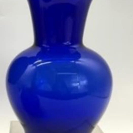 Vintage Cobalt Blue Glass Vase 10.5" x 5 1/4" Opening