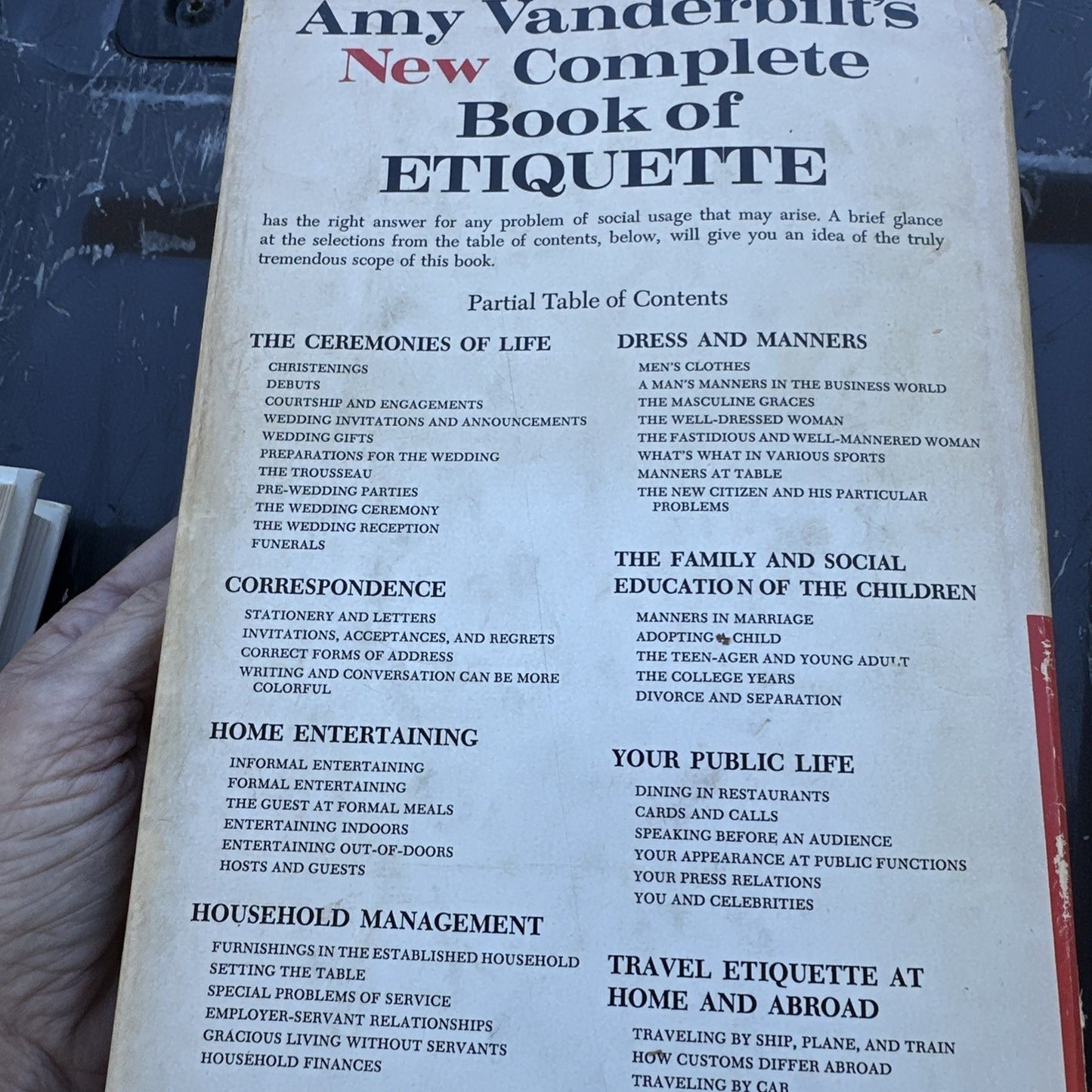 Vintage Amy Vanderbilt's New Complete Book of Etiquette 1967.