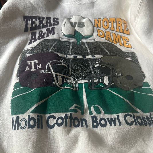VTG 1993 Texas A&M vs Notre Dame Cotton Bowl Sweatshirt L