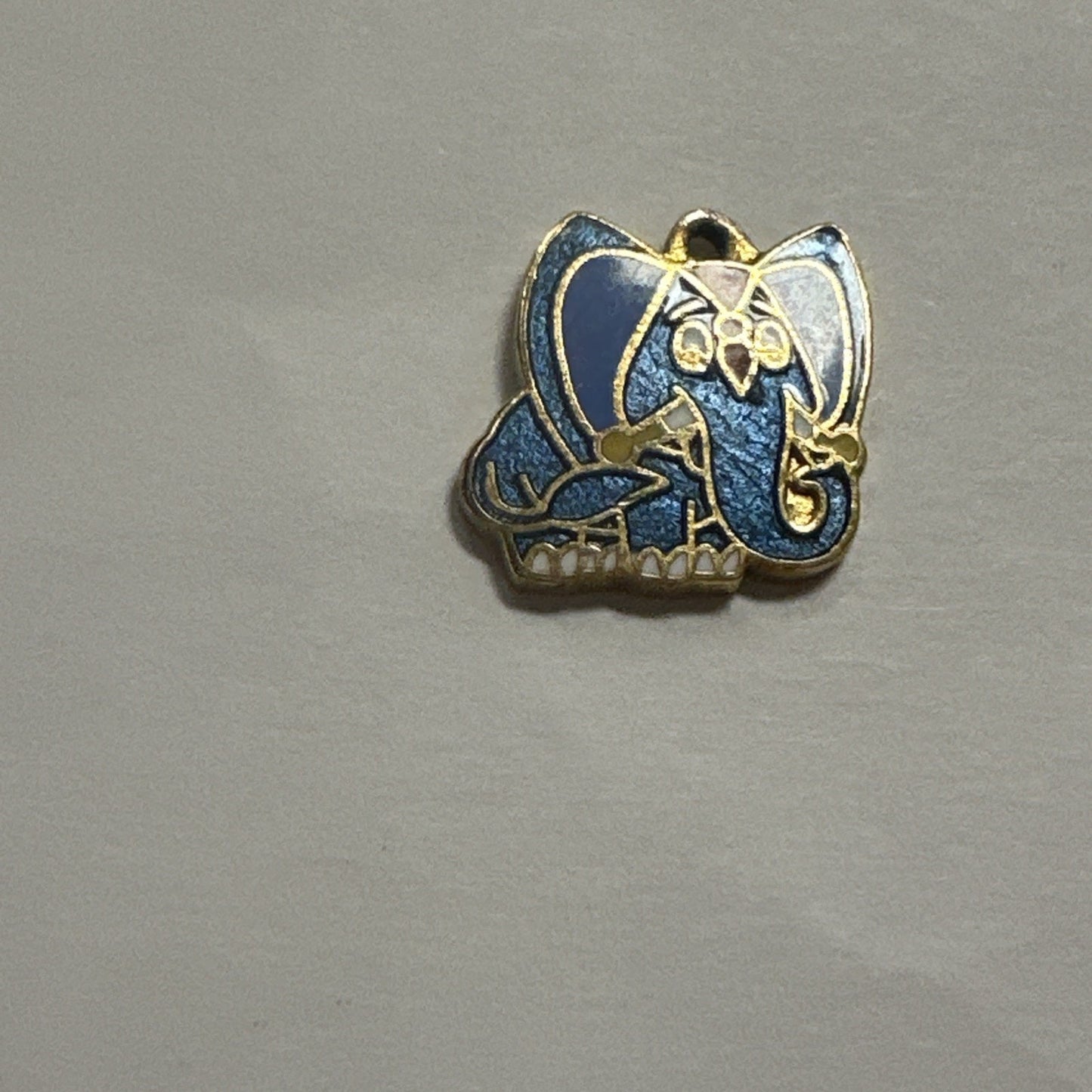 Vintage Aviva Enamel Elephant Pendant 1970s Gold Cloiso .5 inches