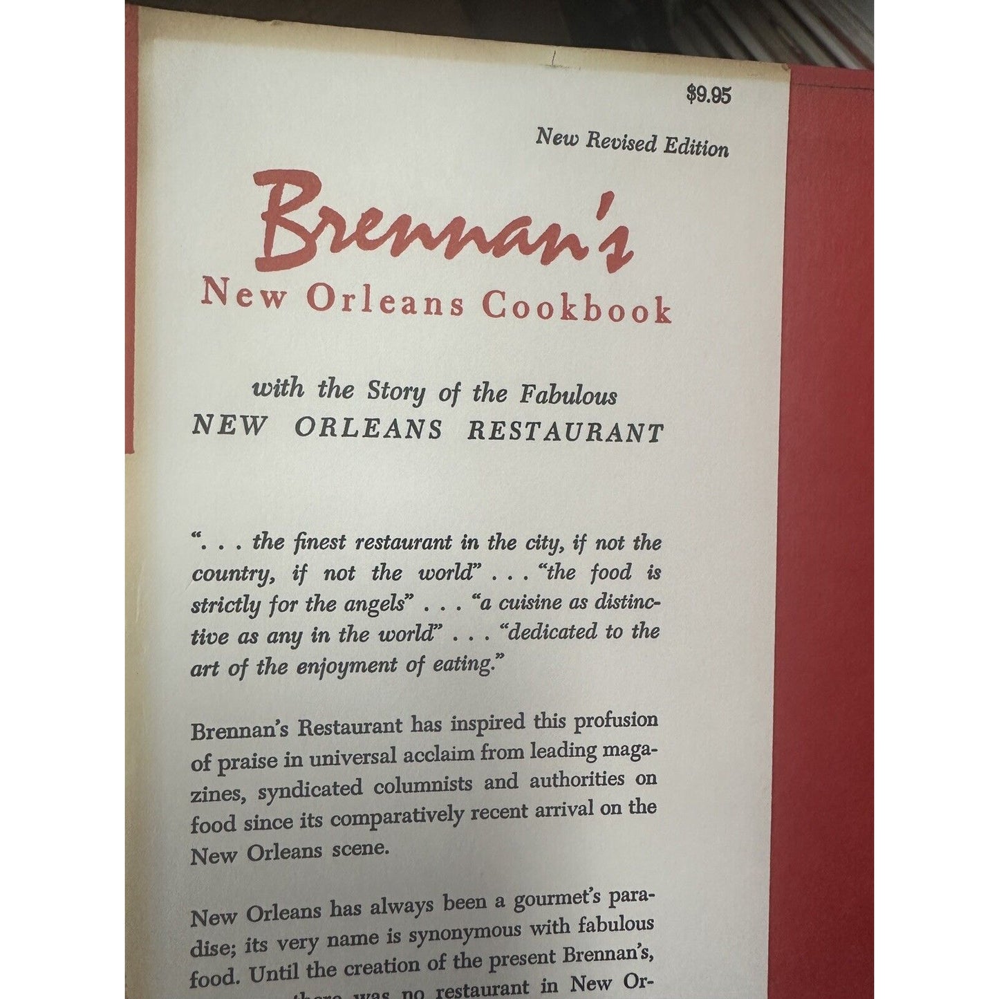 Brennan's New Orleans Cookbook Vintage 1964 New Revised Edition Hermann Deutsch