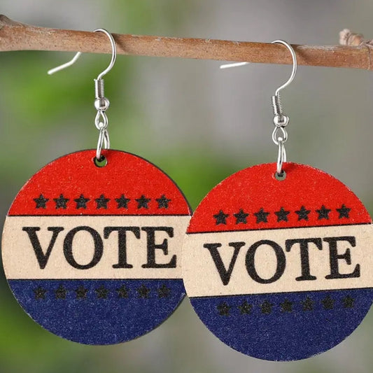 VOTE Earrings red white & blue