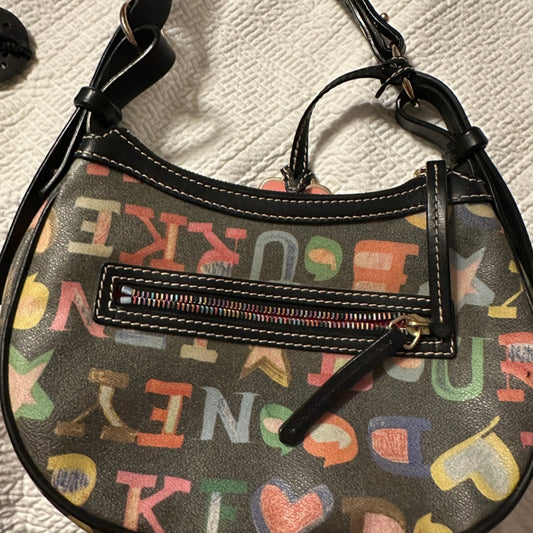 Dooney & Bourke Doodle Graffiti Baguette Bag Small Y2K Monogram Rainbow