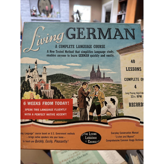 Boxed Living German A Complete Language Course Vinyl 4 LP Records 40 Lesson 1956