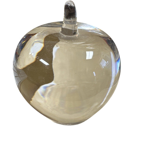 Kosta Boda Sweden Crystal Apple Paperweight Figurine Signed 93050