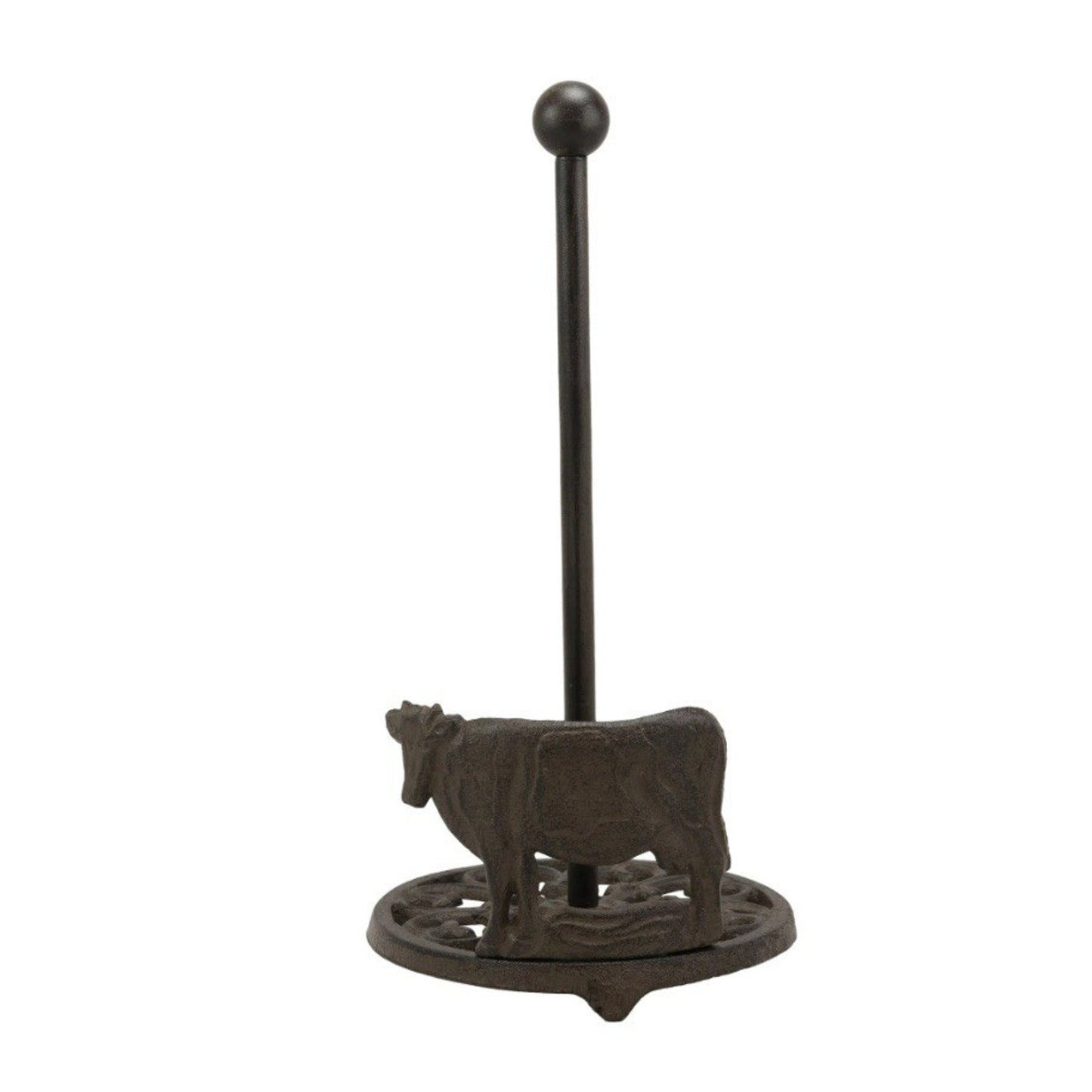 13.5 Inch High Farm Cow Cast Iron Paper Towel Holder Stand Home Decor