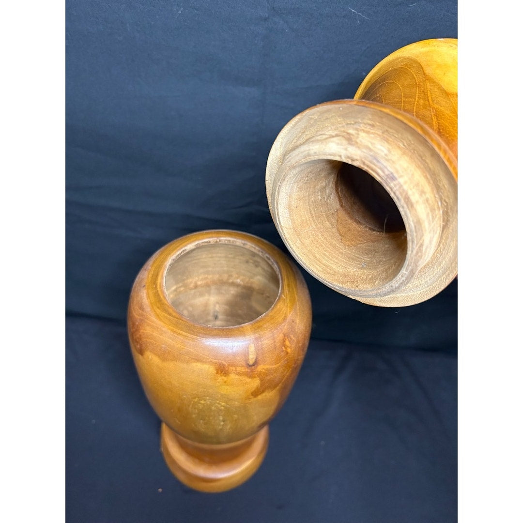 Vintage 2 part Wood vase