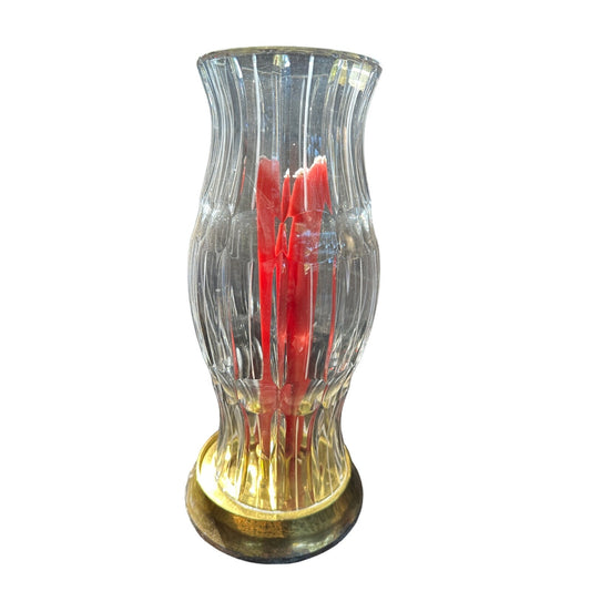 Waterford Crystal Style Hurricane Candle Lamp w/Stiffel Brass Base