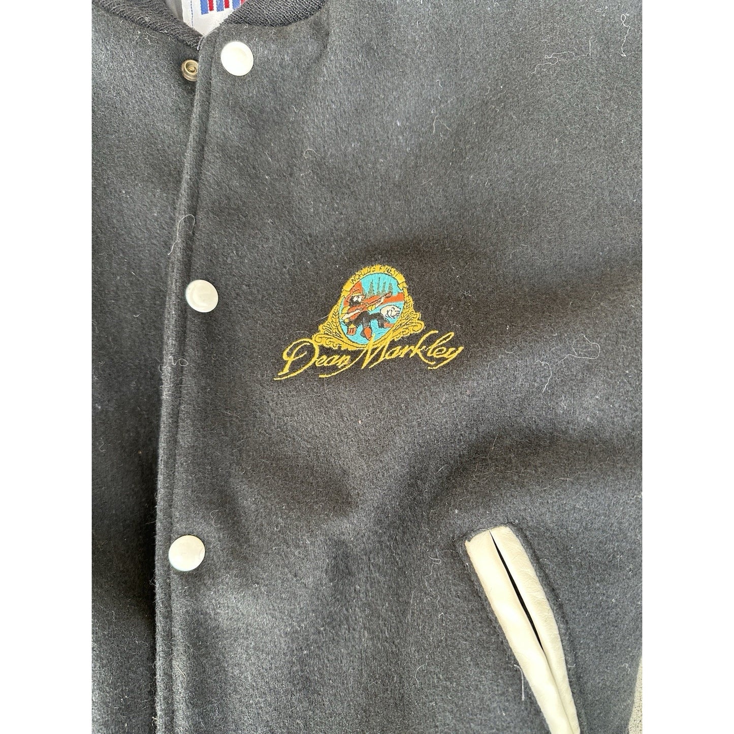 VINTAGE Dean Markley Men Varsity Jacket Medium Varsity MVP Quilted 90s USA READ