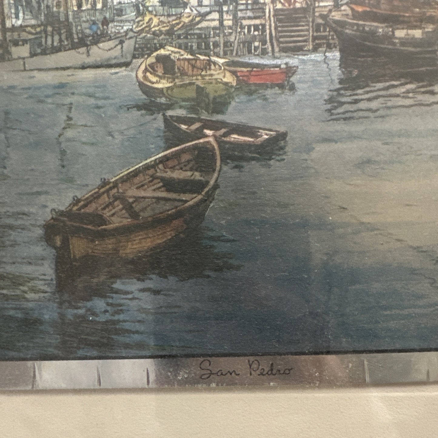 VTG San Pedro Color Foil Etching By Lionel Barrymore